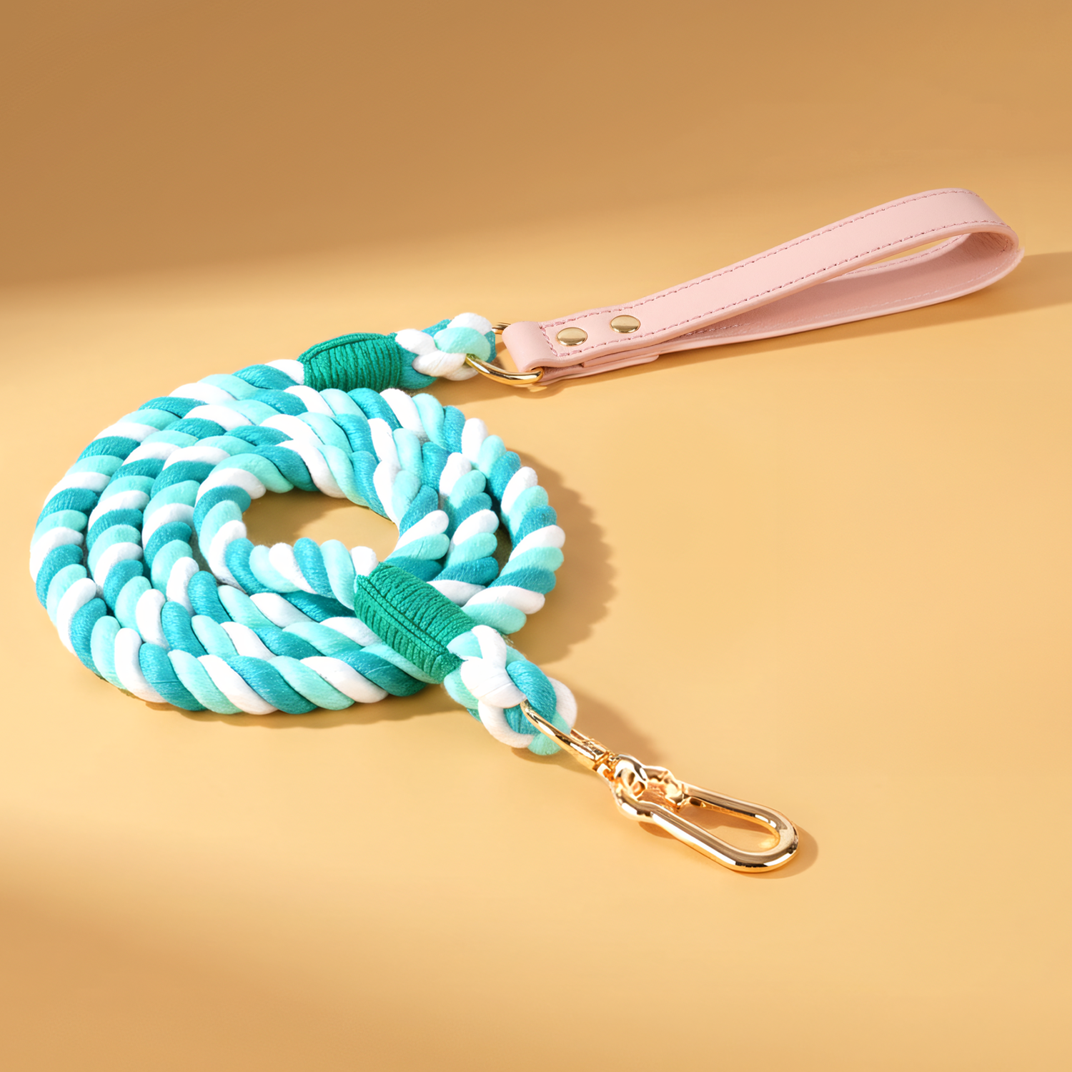 Guia Lux Hortelã – Couro e Algodão (com Pingente Grátis)