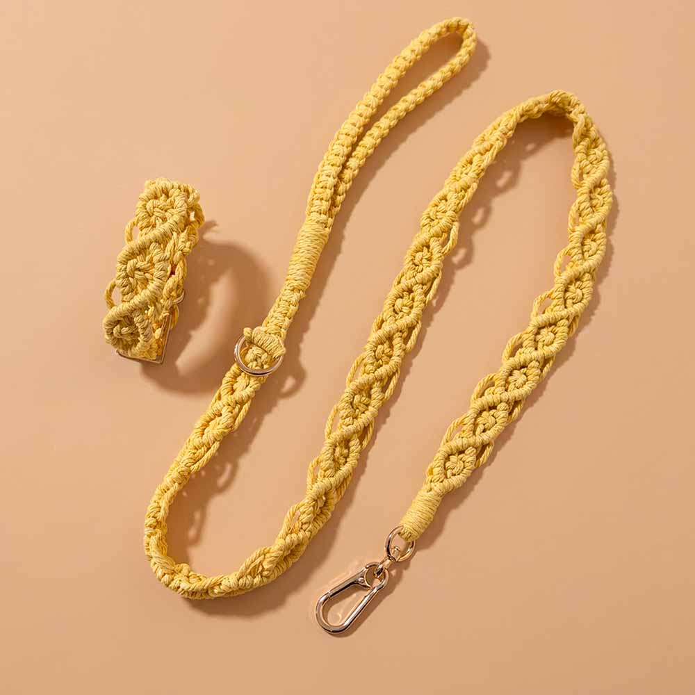 Kit Nomii Boho Sol – Coleira + Guia - Macramê (com TAG Grátis)